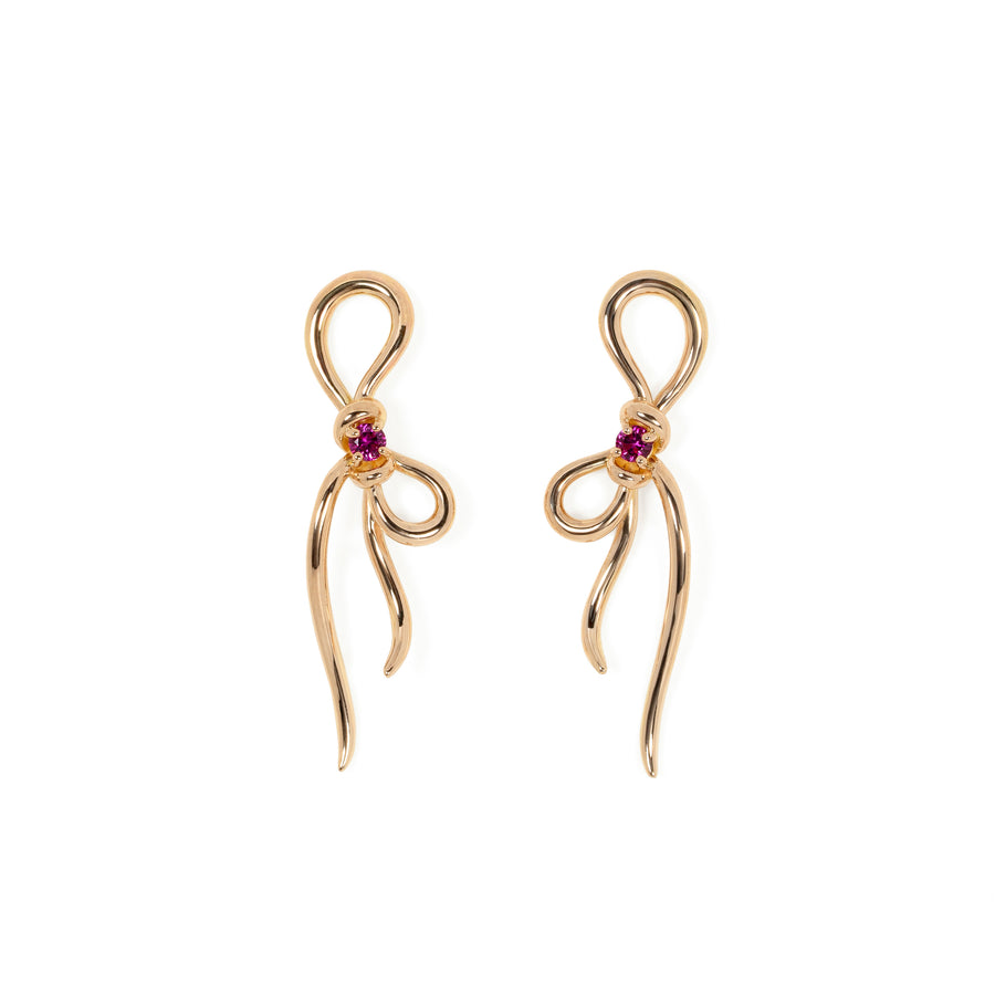 Undeux - Knot Ruby Earrings